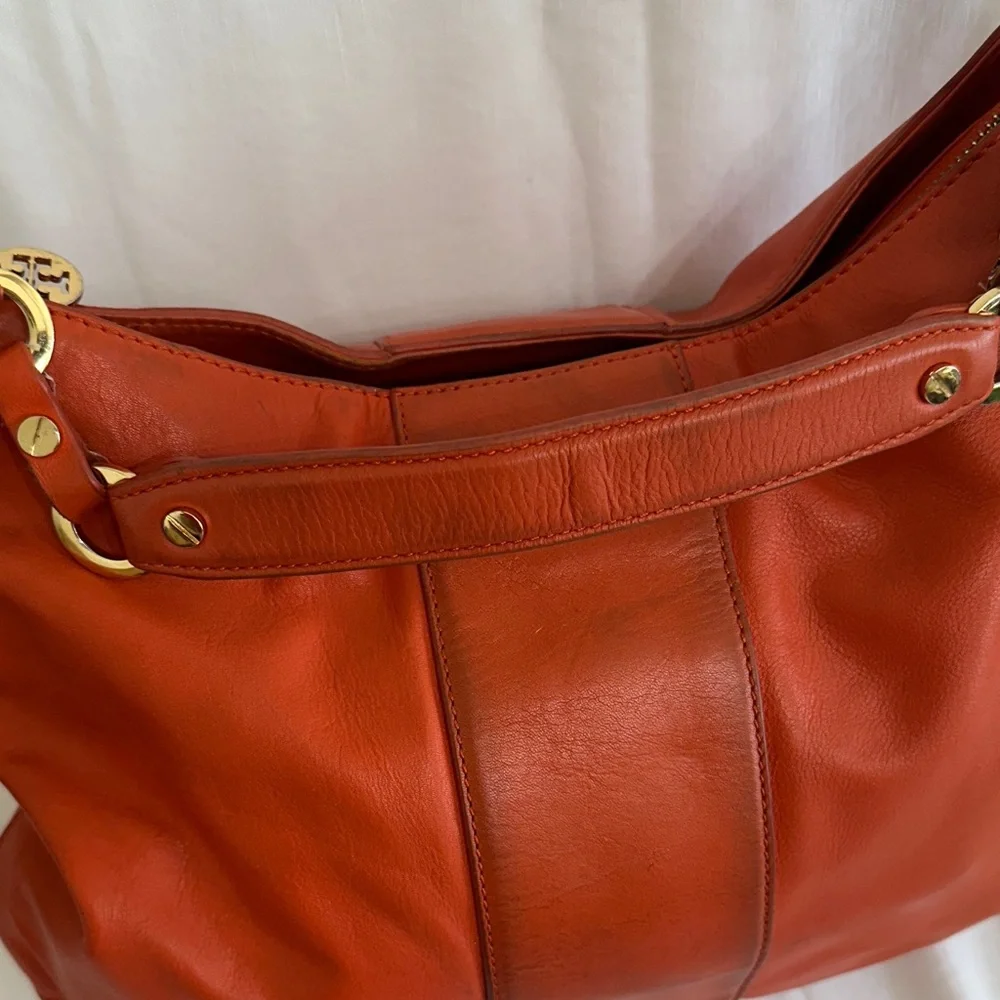 Tory Burch Vibrant Orange Leather Hobo Bag - Picture 10 of 16